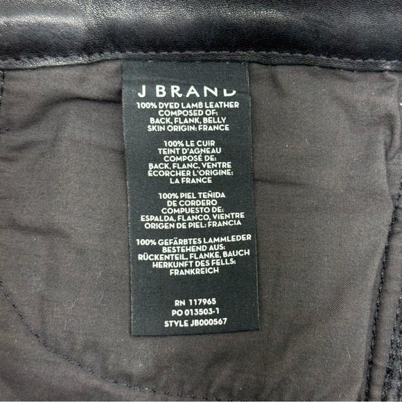 J Brand Black Lambskin Leather Bootcut Pants - Picture 10 of 12